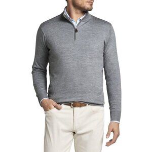 Peter Millar British Grey Crown Soft Merino- Silk 1/4 Zip Golf Sweater Size XL
